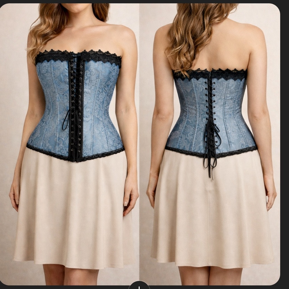 Frederick's of Hollywood Black and Blue Corset Top